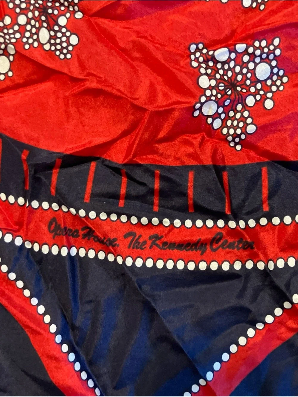 Red and Navy Floral Dot Square Scarf